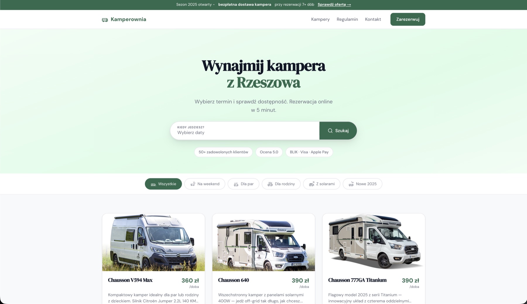 Camper Rental Booking Engine product screenshot